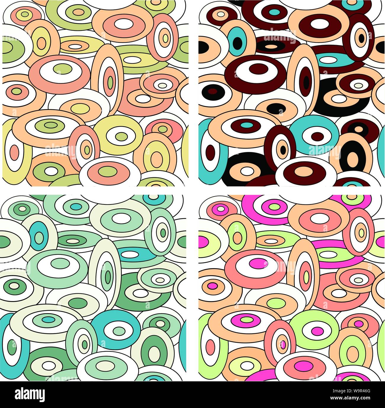 Set - vector seamless background with ellipses Stock Vector