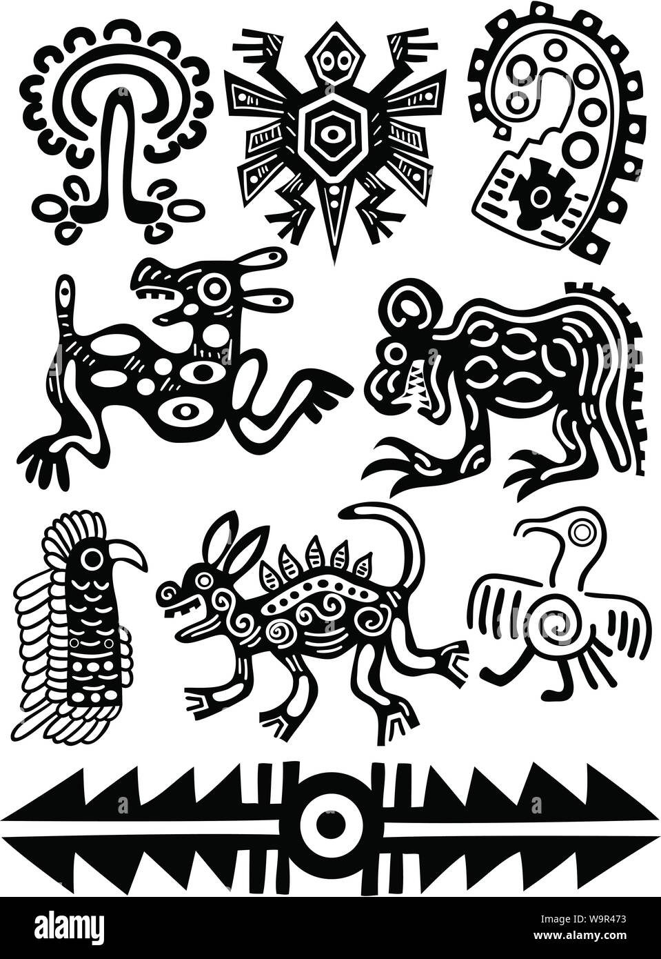 Set - vector American Indian traditional patterns Stock Vector