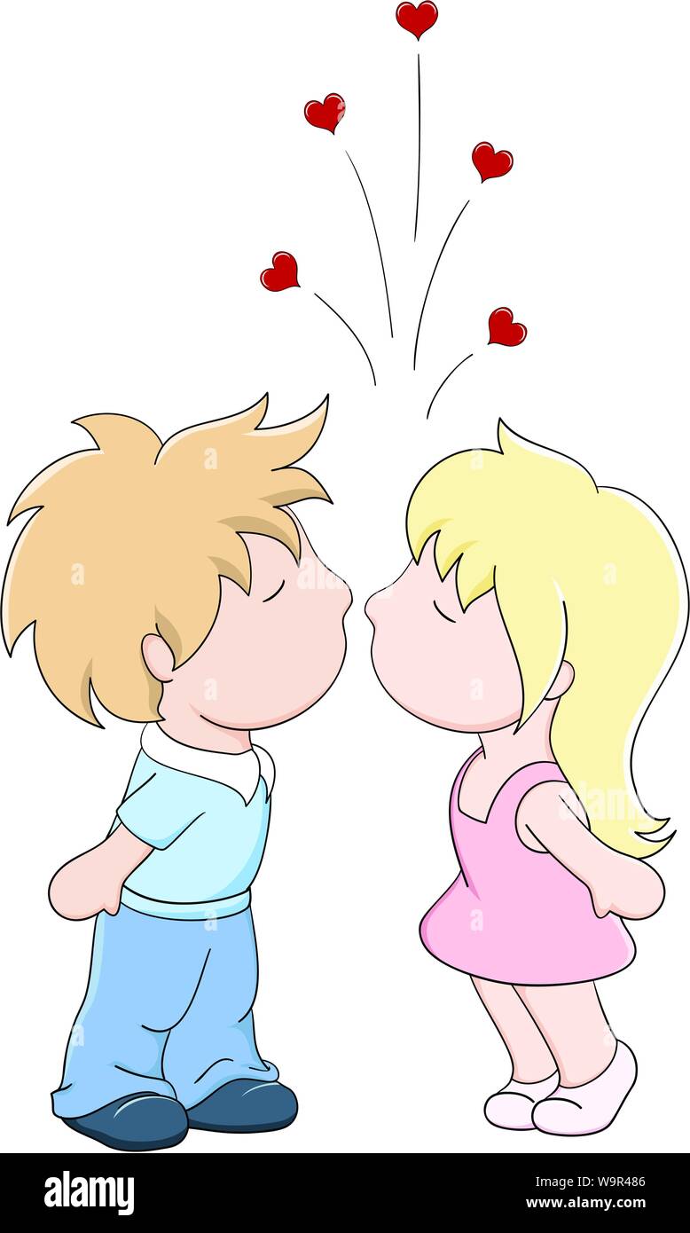 Kissing Boy And Girl Vector Illustration In Manga Style Stock Vector Image Art Alamy