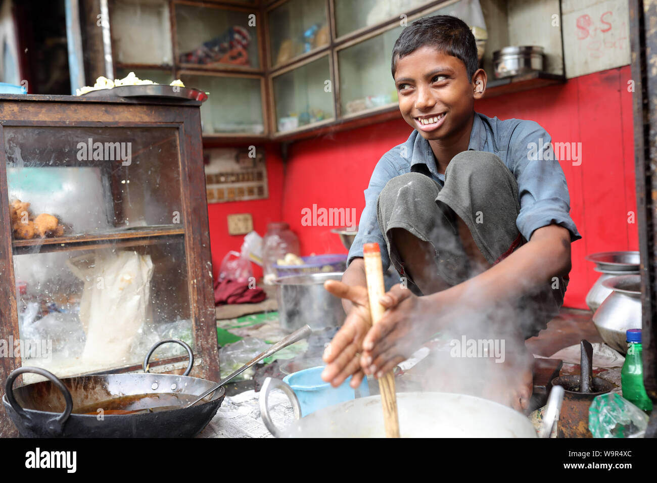 Street child in a slum in Kolkata, India Stock Photo