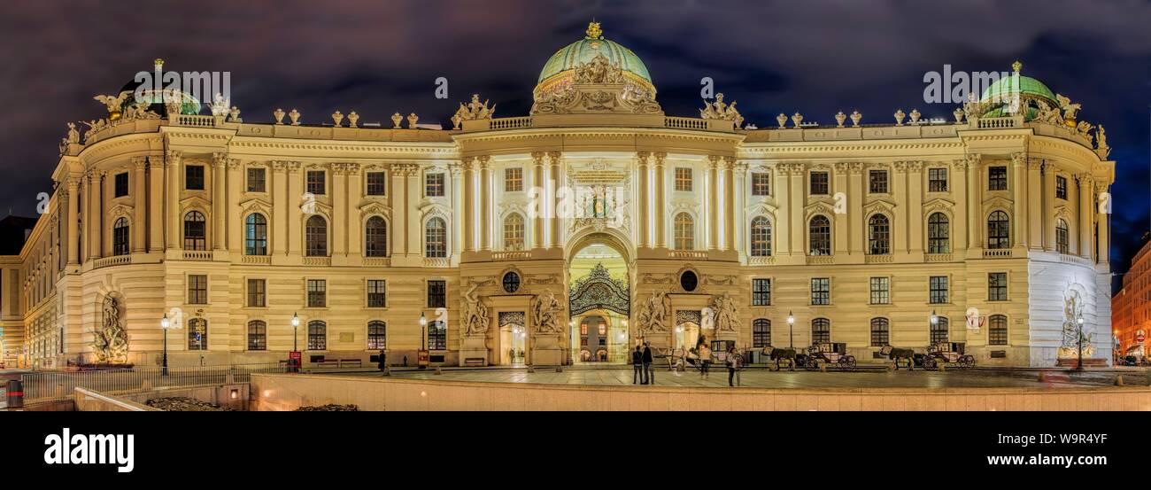 Evening atmosphere, Vienna Hofburg Imperial Palace at Michaelerplatz, Vienna, Austria Stock Photo