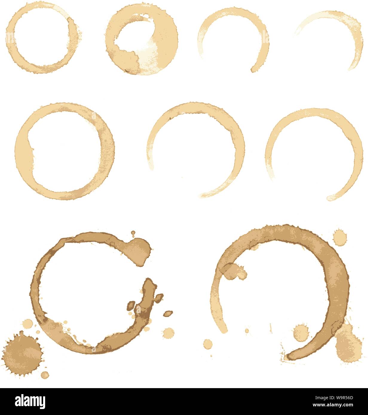 Collection vector stains of coffee for grunge design Stock Vector