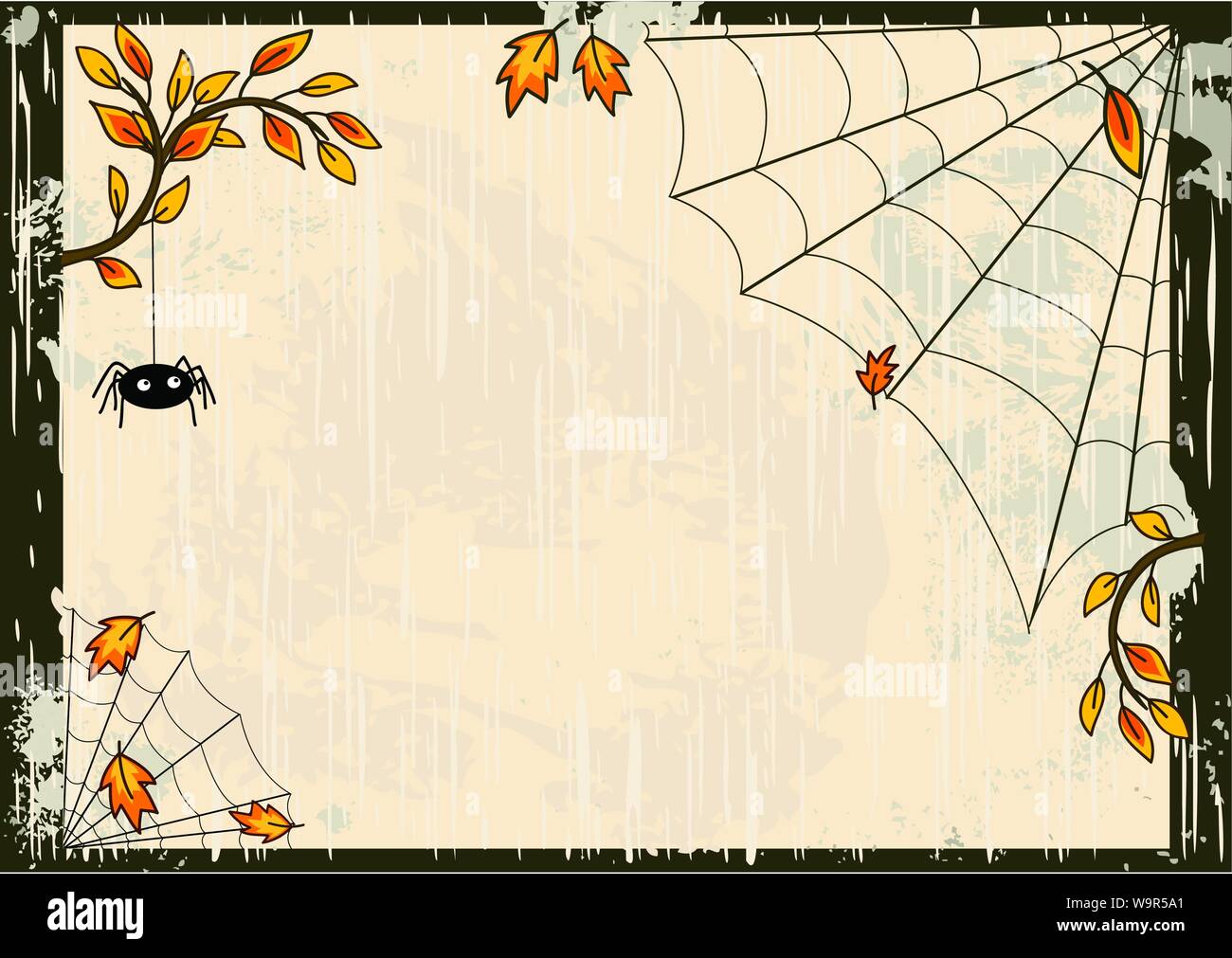 Vector Halloween background with spider and web Stock Vector Image ...