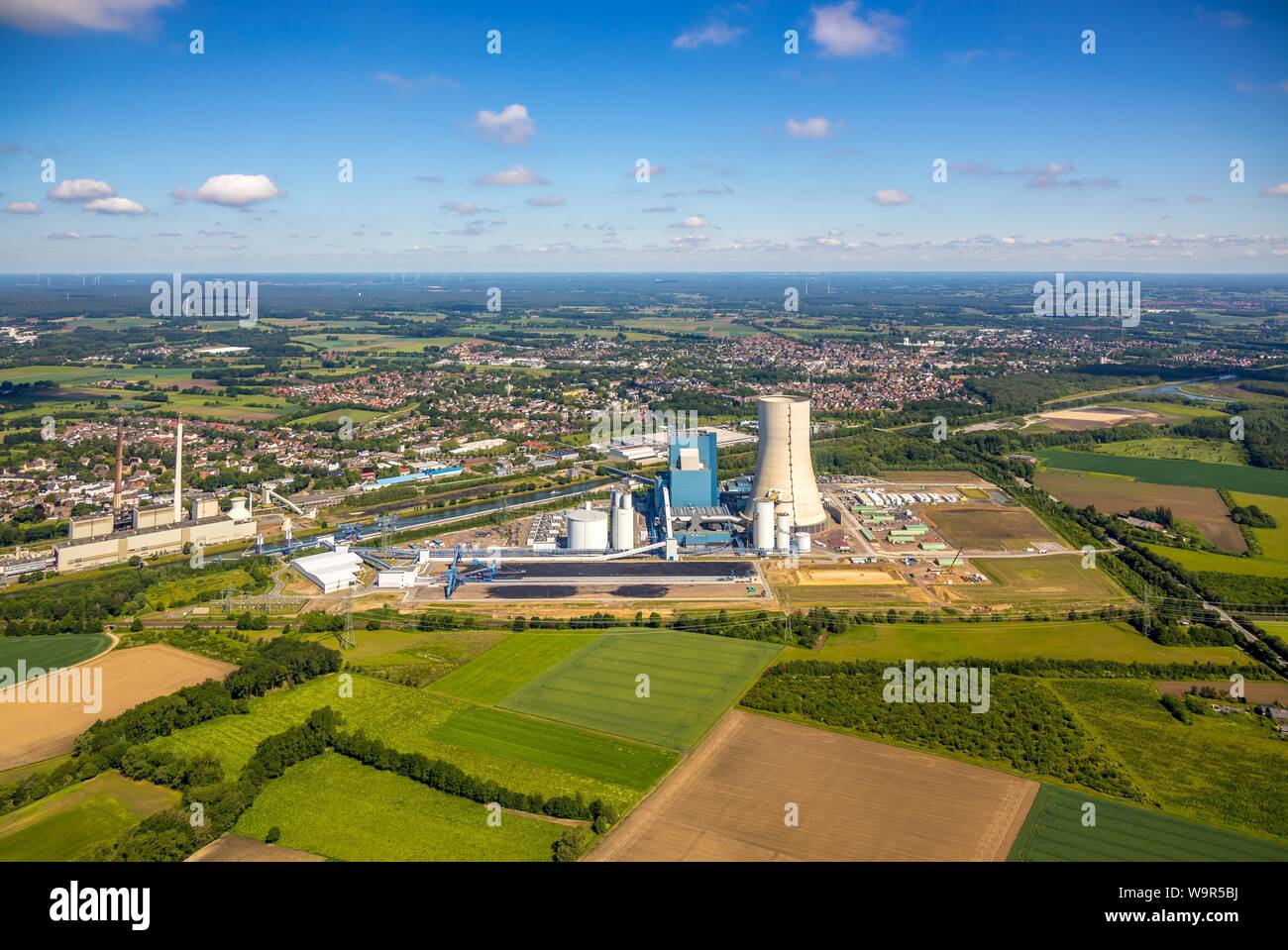 Aerial view, construction stop, EON power plant Datteln 4 at Dortmund ...