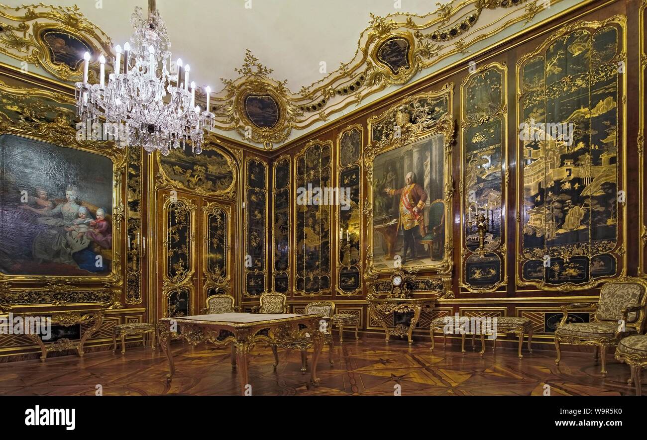 Vieux-Laque room, interior view, Schonbrunn Palace, Vienna, Austria Stock Photo