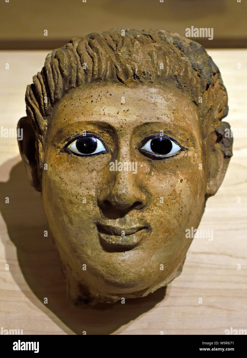 Mask of man1st century AD  Egypt Painted stucco, glass mask of mummies, Egypt, Egyptian. Stock Photo