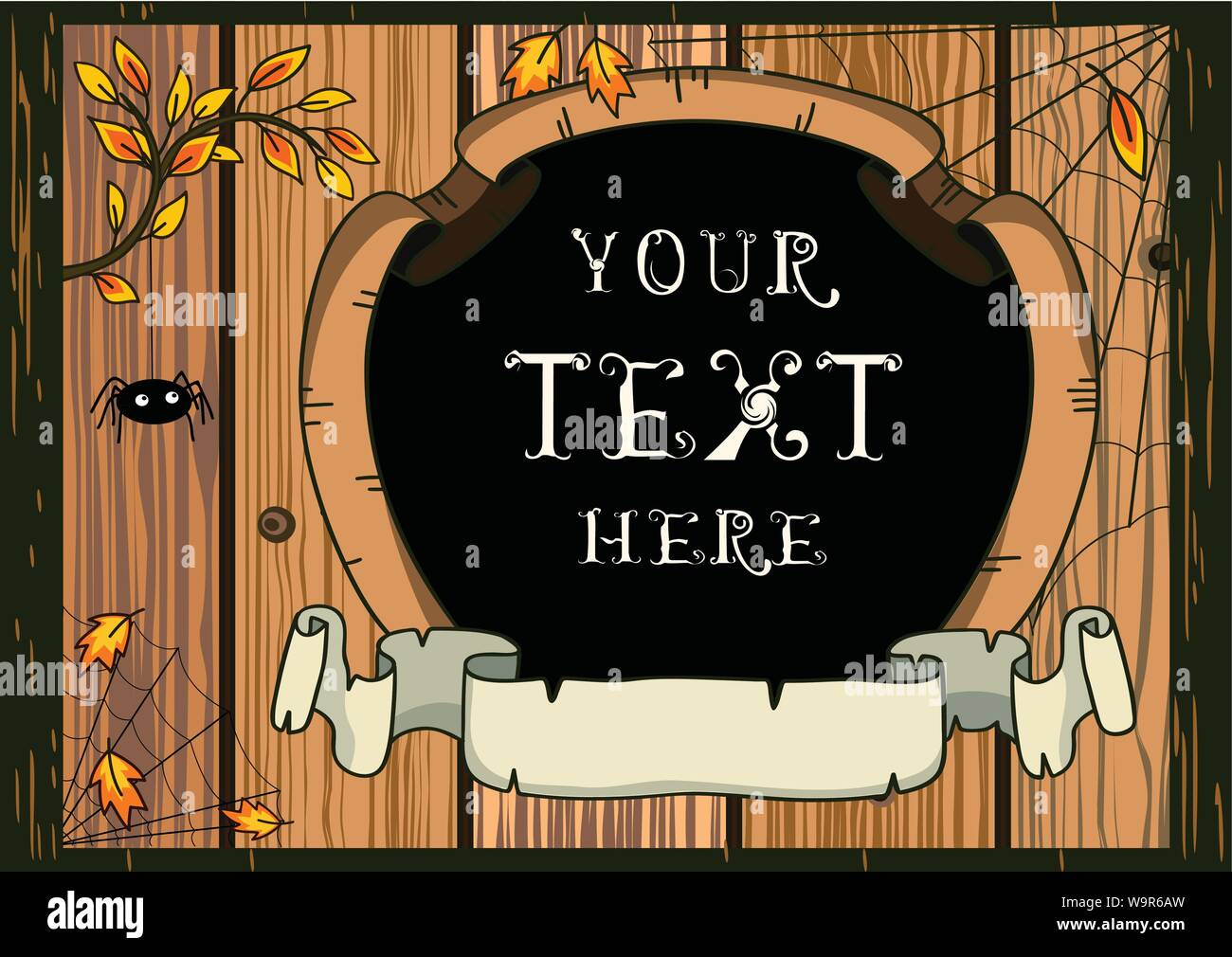 Vector Halloween background with spider and web Stock Vector Image ...