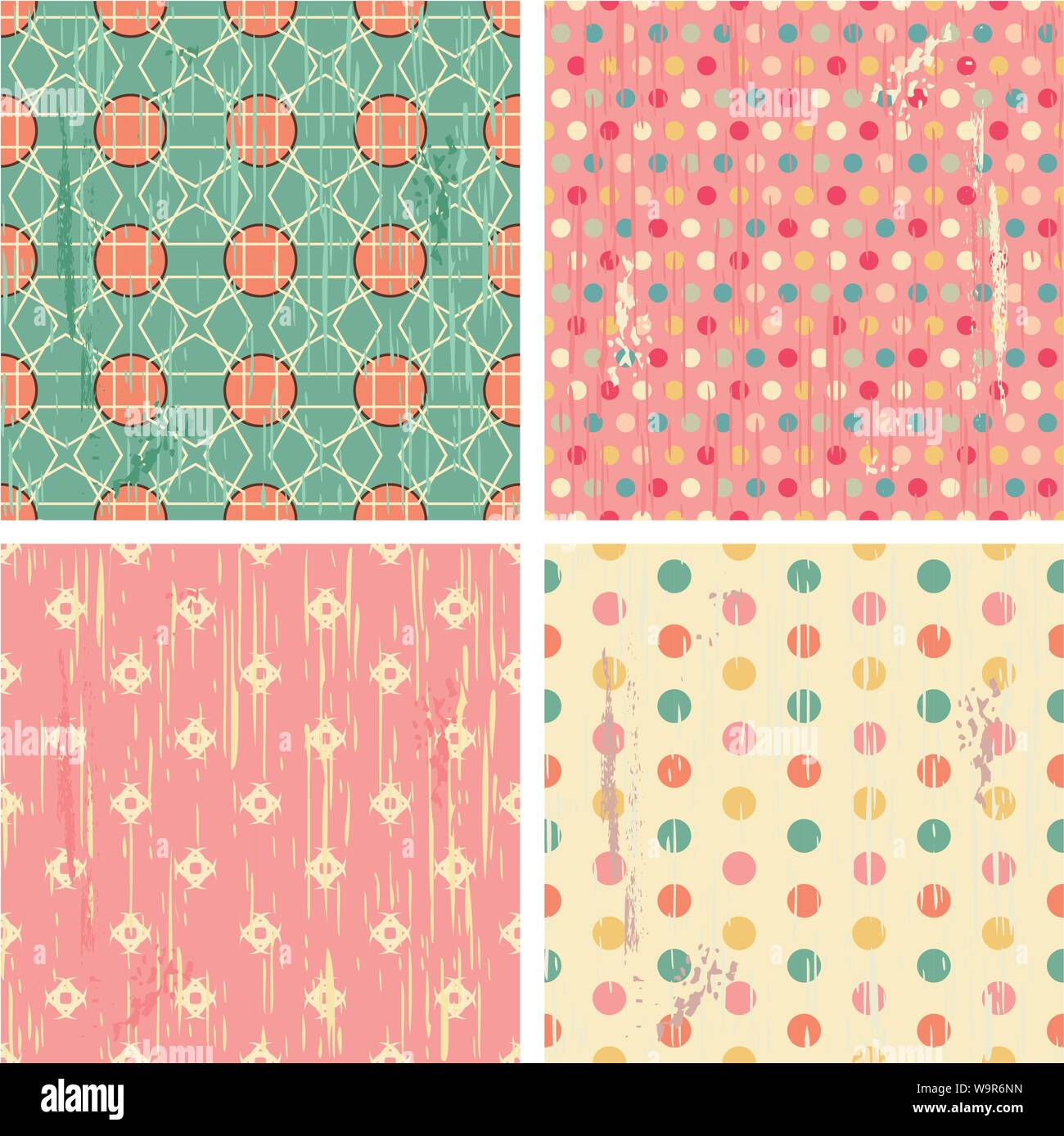 Set of four retro different vector seamless retro patterns (tiling ...