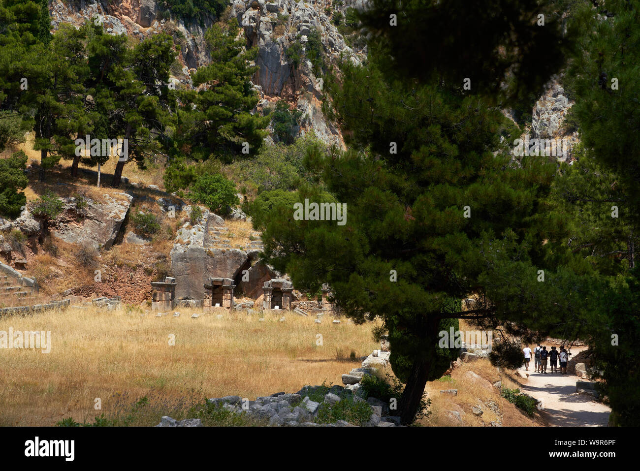 The ancient stadium at the top of the site at Delphi in Greece, where