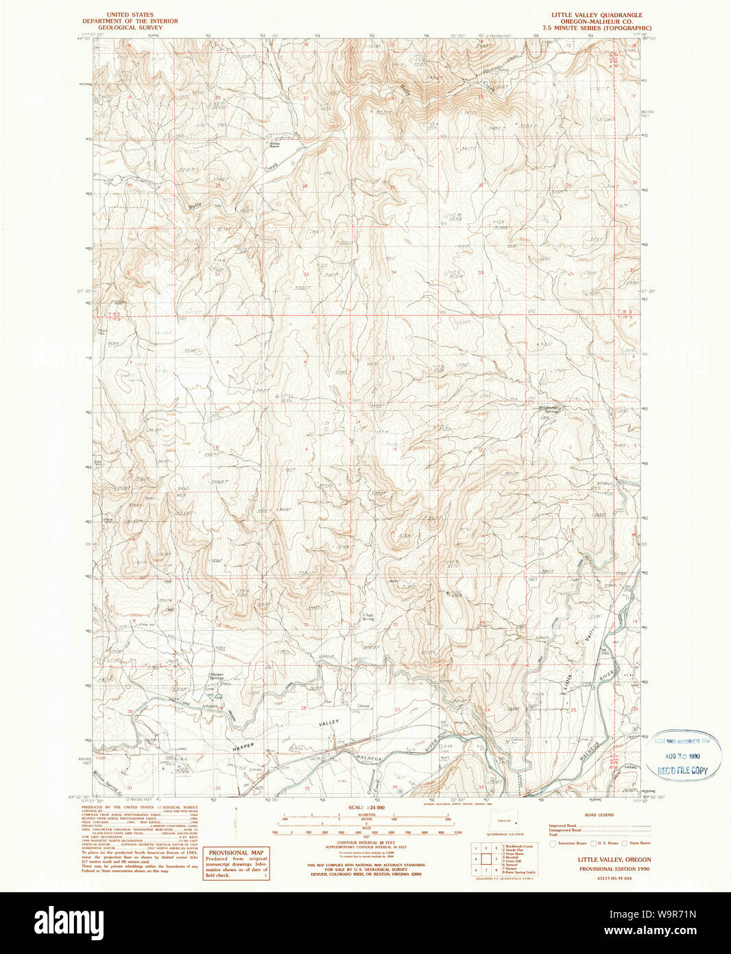 Map Of Little Valley Hi Res Stock Photography And Images Alamy   Usgs Topo Map Oregon Little Valley 280555 1990 24000 Restoration W9R71N 