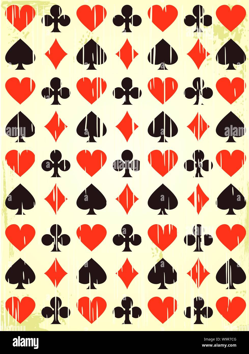 Vector retro background with playing cards symbols. Endless texture can be used for casino