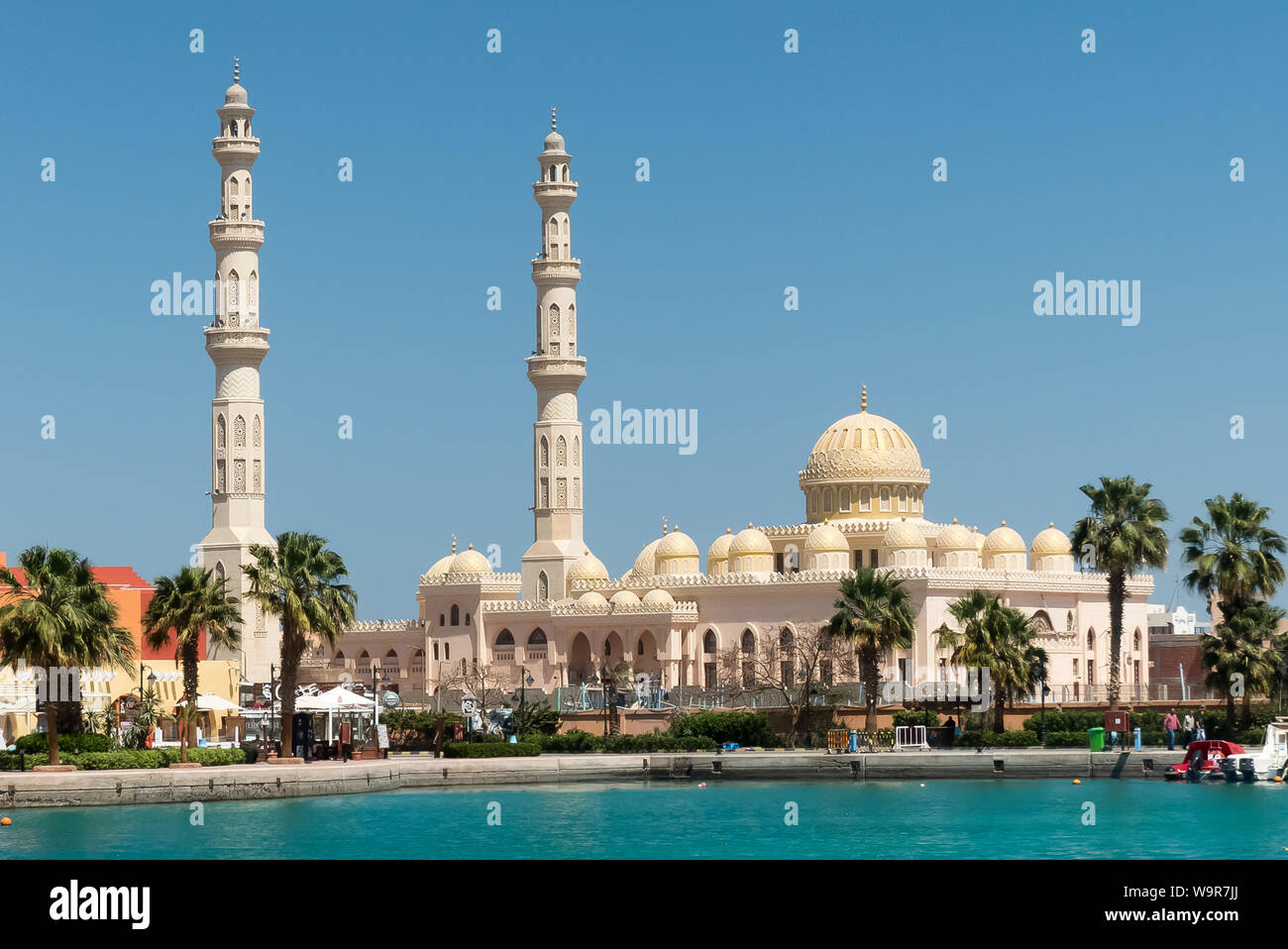 Hurghada in the Egypt: the beautiful Al Mina Mosque near the harbour. Stock Photo