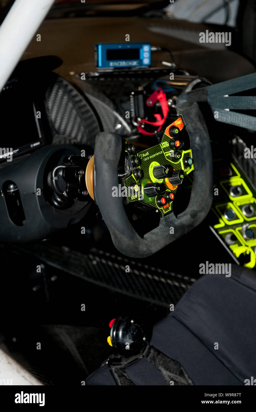 race car steering, Audi R8 LMS, ADAC GT Masters Stock Photo - Alamy