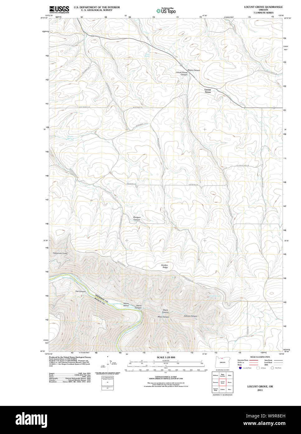 USGS Topo Map Oregon Locust Grove 20110903 TM Restoration Stock Photo
