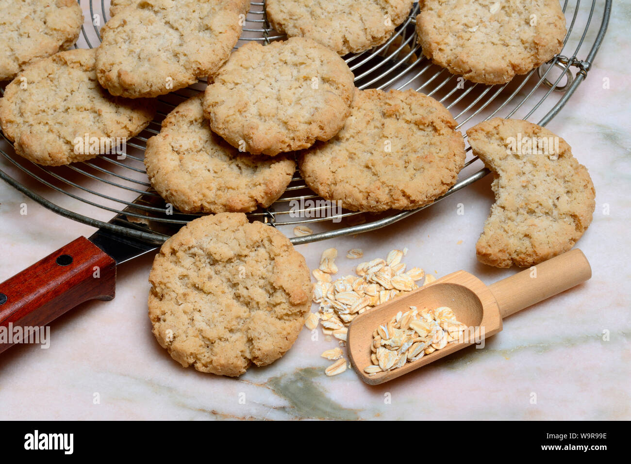 Oatmeal cookies, oat flakes Stock Photo