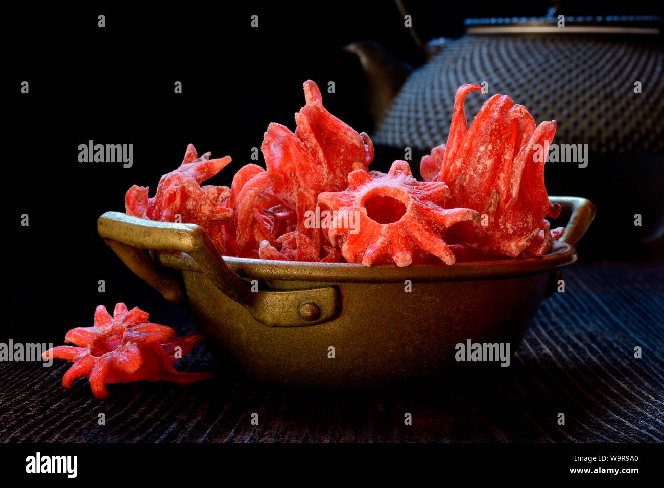 candied hibiscus blossoms Stock Photo