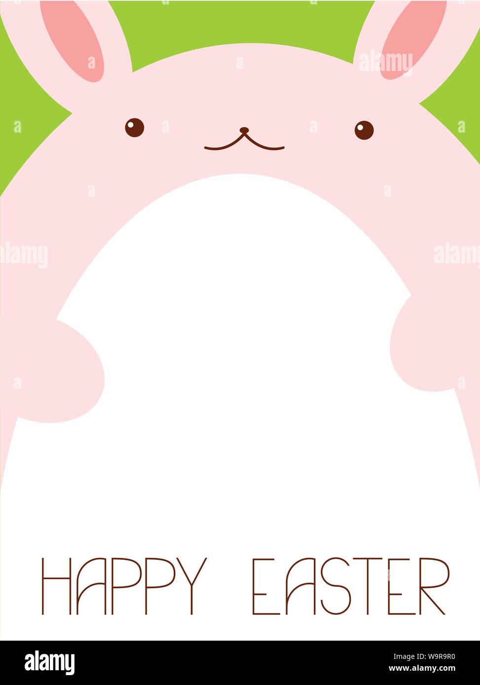 Vector background with pink Easter rabbit and white egg on green background Stock Vector
