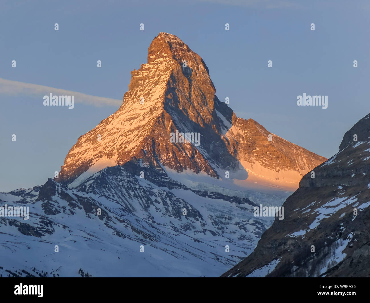 Matterhorn im Morgenlicht, Zermatt, Wallis, Schweiz Stock Photo