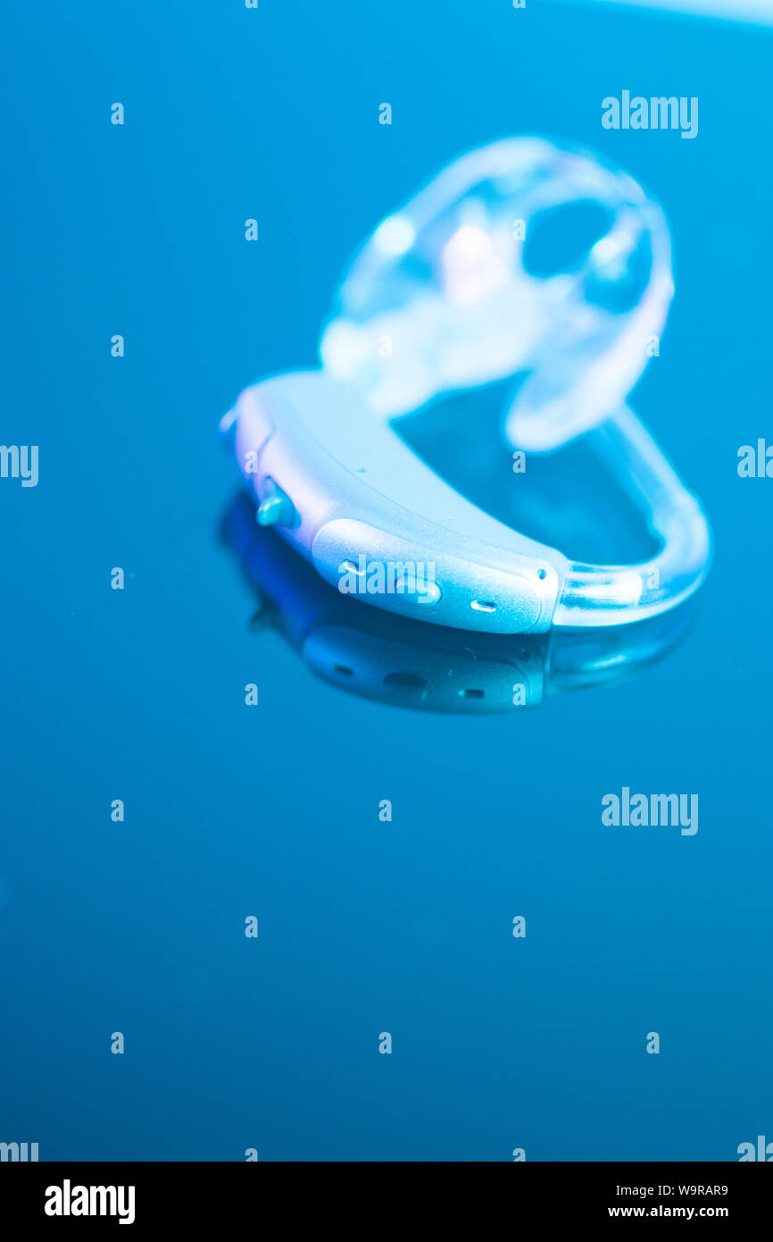 Modern digital hearing aid for deafness and deaf people Stock Photo Alamy