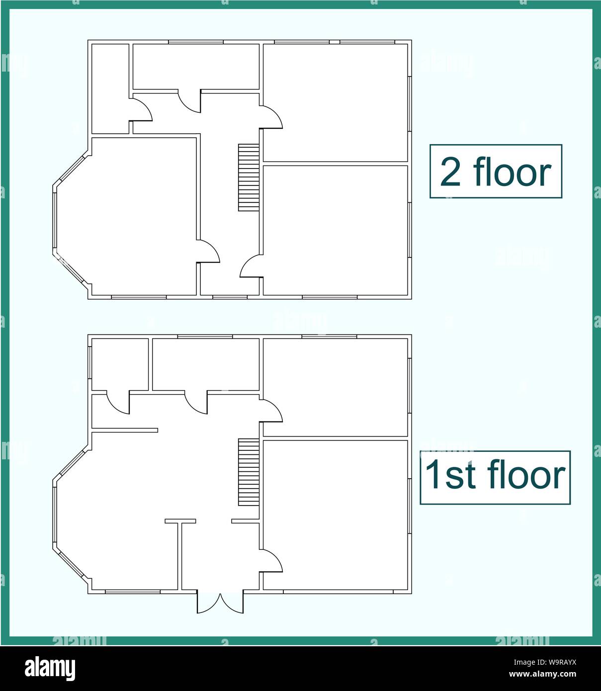 Two storey plan Stock Vector Images Alamy