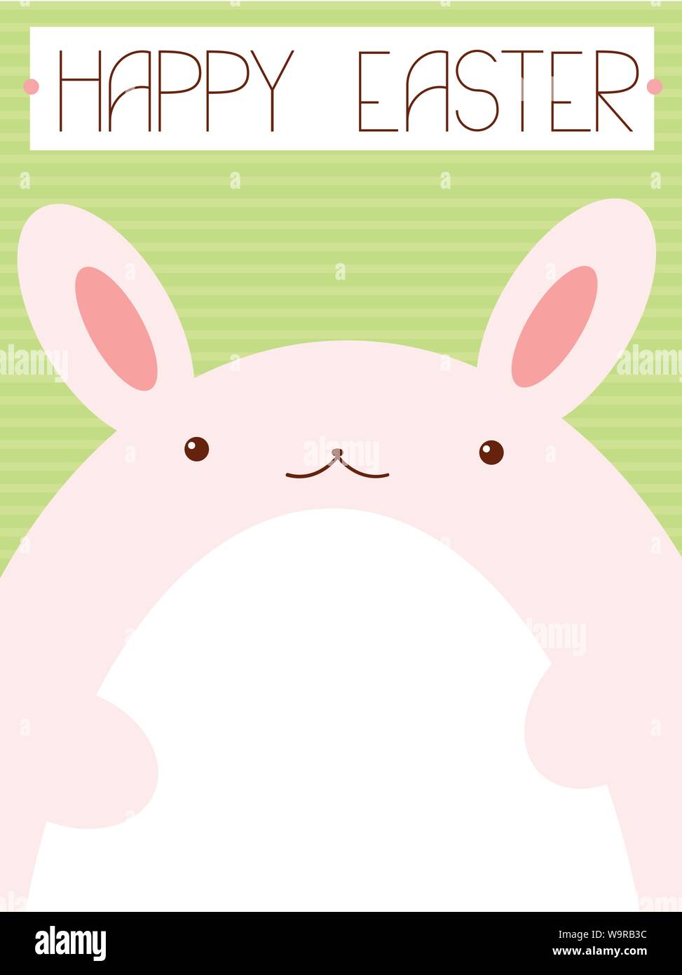 Vector background with pink Easter rabbit and white egg on green background Stock Vector