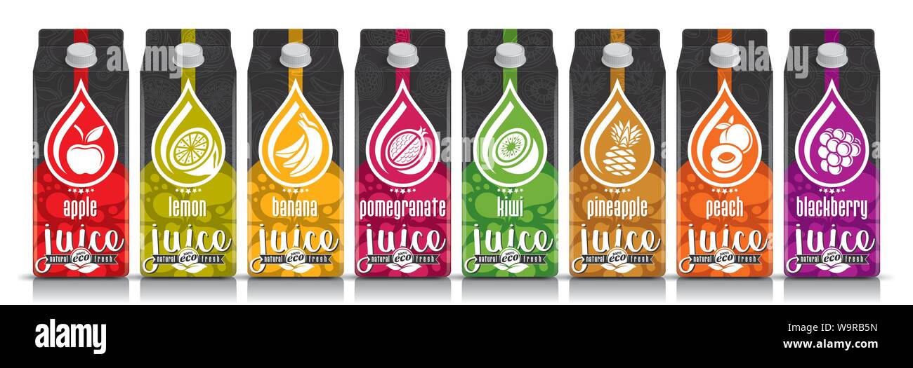Ready design vector juice, fruit package set Stock Vector