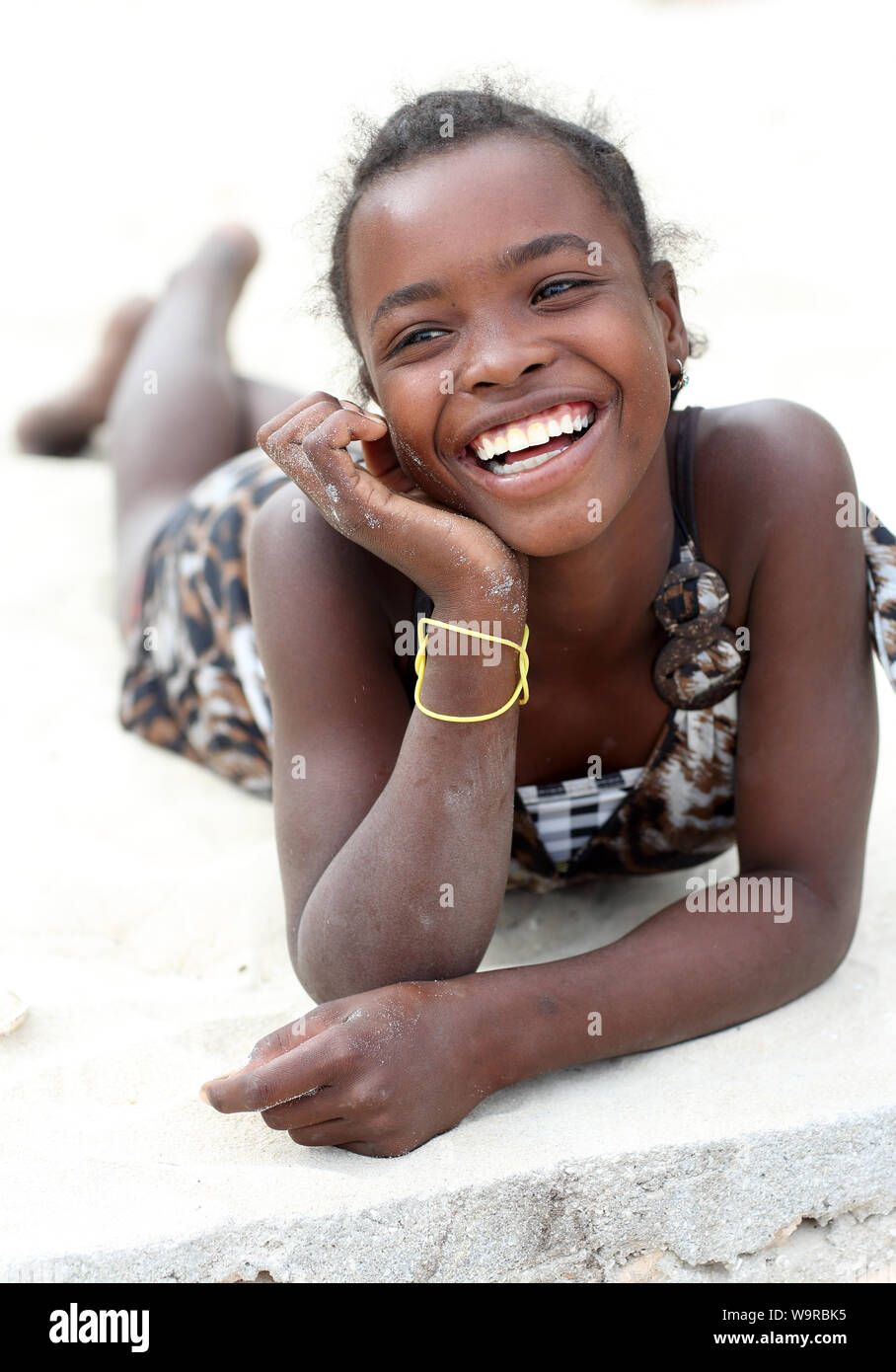 Beautiful girl in Morondava, Madagascar. Due to an ongoing political crisis Madagascar is among the poorest countries in the world Stock Photo