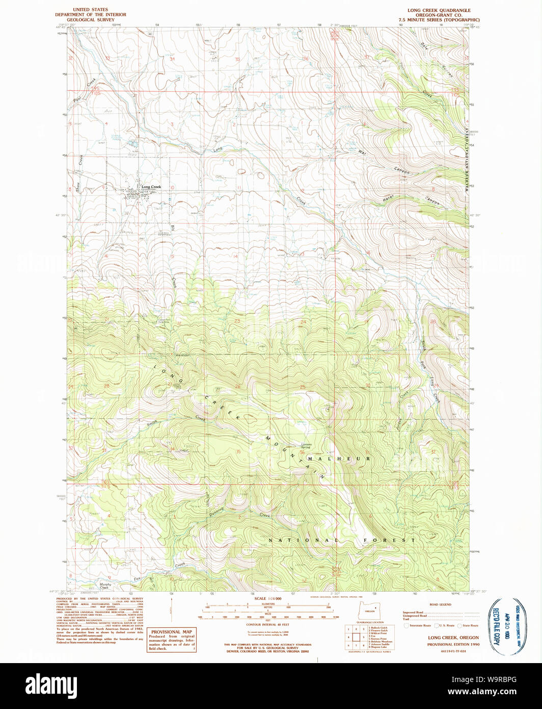 Map of long creek oregon hires stock photography and images Alamy