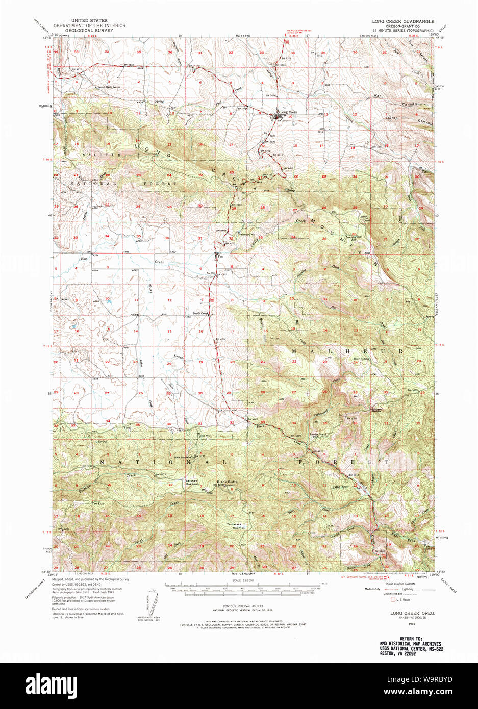 Long creek oregon map hires stock photography and images Alamy