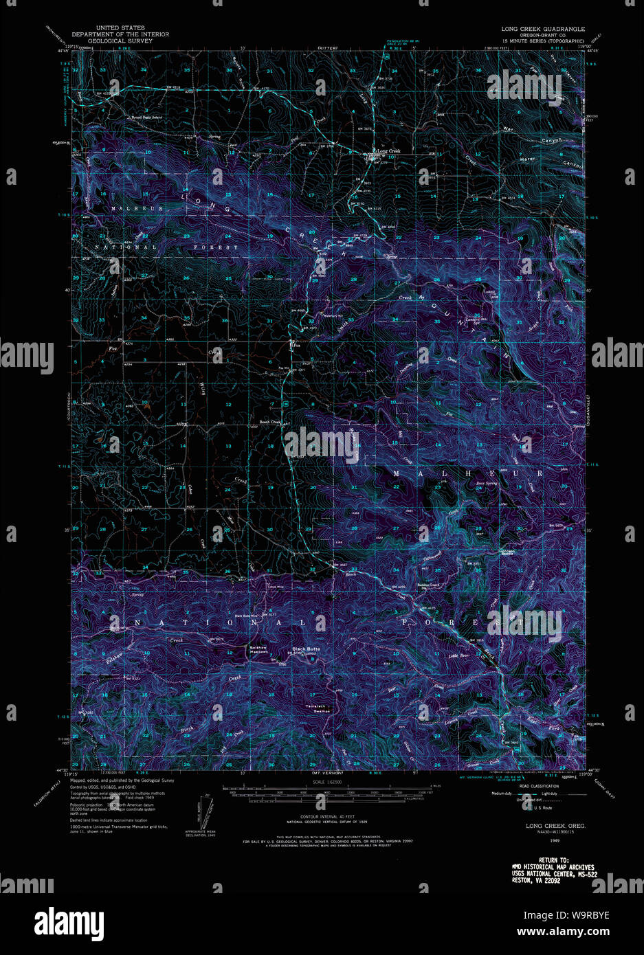 Long creek oregon map hires stock photography and images Alamy