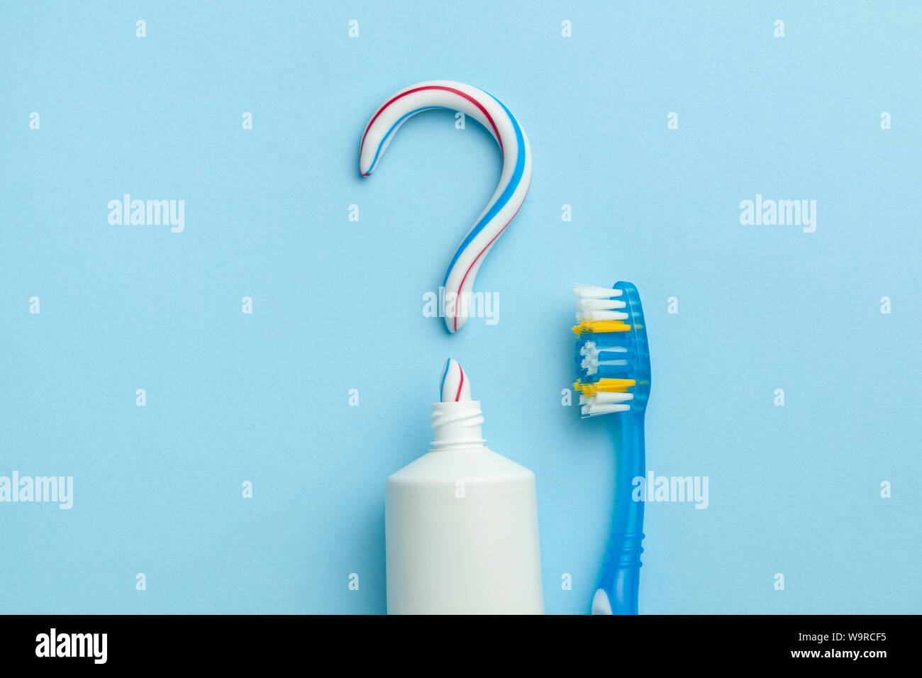 Question mark from toothpaste. The concept of choosing good toothpaste