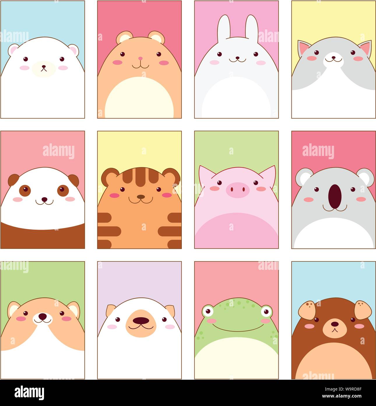 Banner, background, flyer, placard in kawaii style with cute 