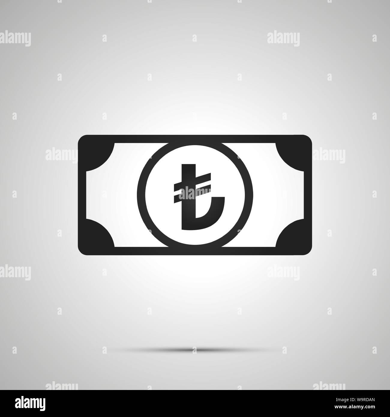 Abstract money banknote with turkish lira sign, simple black icon with ...