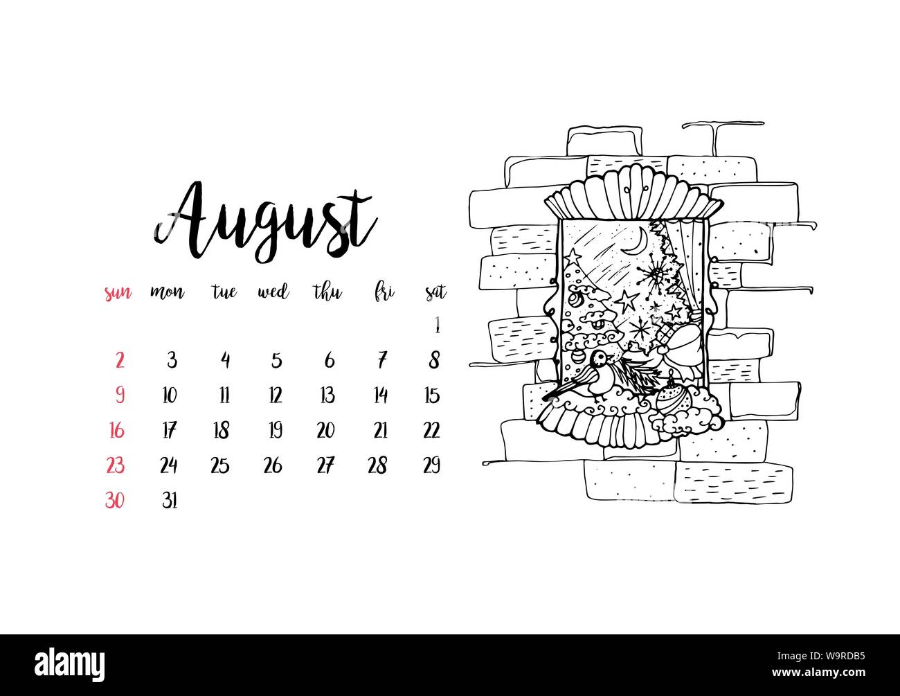 Monthly Desk Calendar Horizontal Template 2020 For Month August