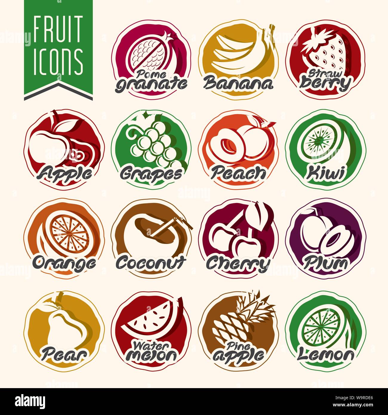 Ready design vector fruit icon set Stock Vector Image & Art - Alamy