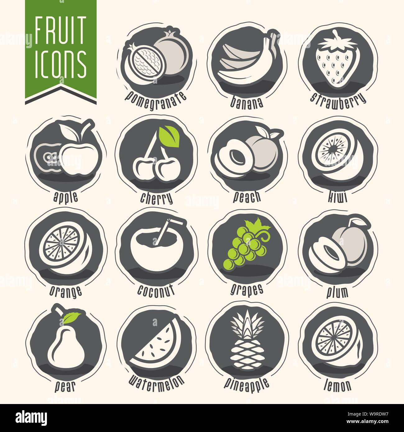 Ready design vector fruit icon set Stock Vector Image & Art - Alamy