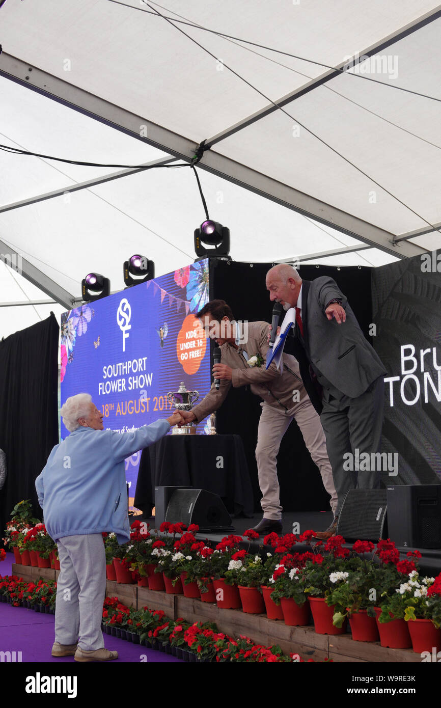 Southport, Merseyside, UK. 15th August 2019. Bruno Tonioli, BBC Strictly Come Dancing Judge, opens the Southport Flower Show. Credit: Ken Biggs/Alamy Live News. Stock Photo