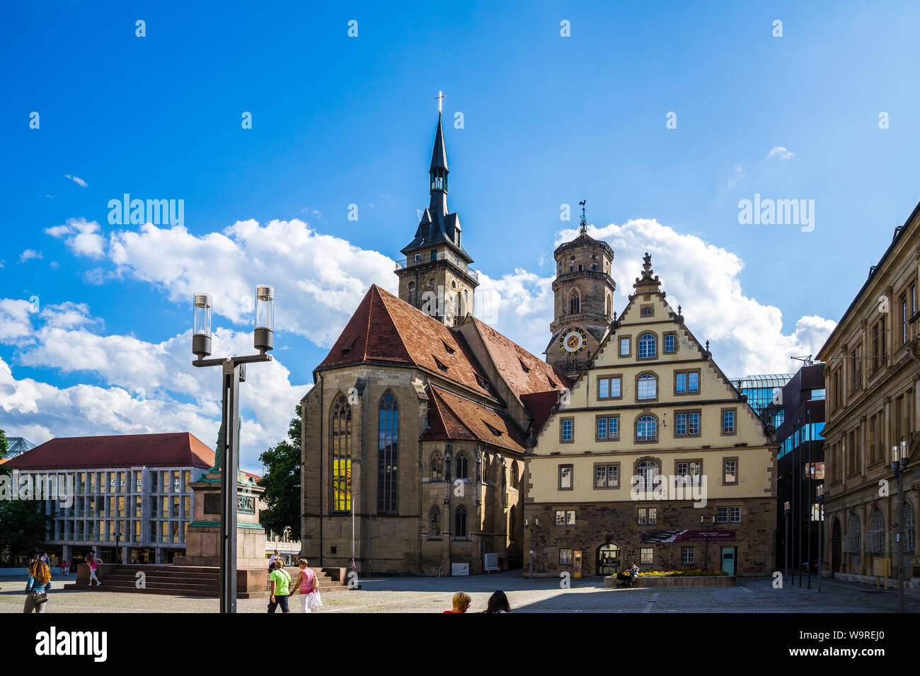 Stuttgart, Germany, August 14, 2019, Beautiful stiftskirche, collegiate ...