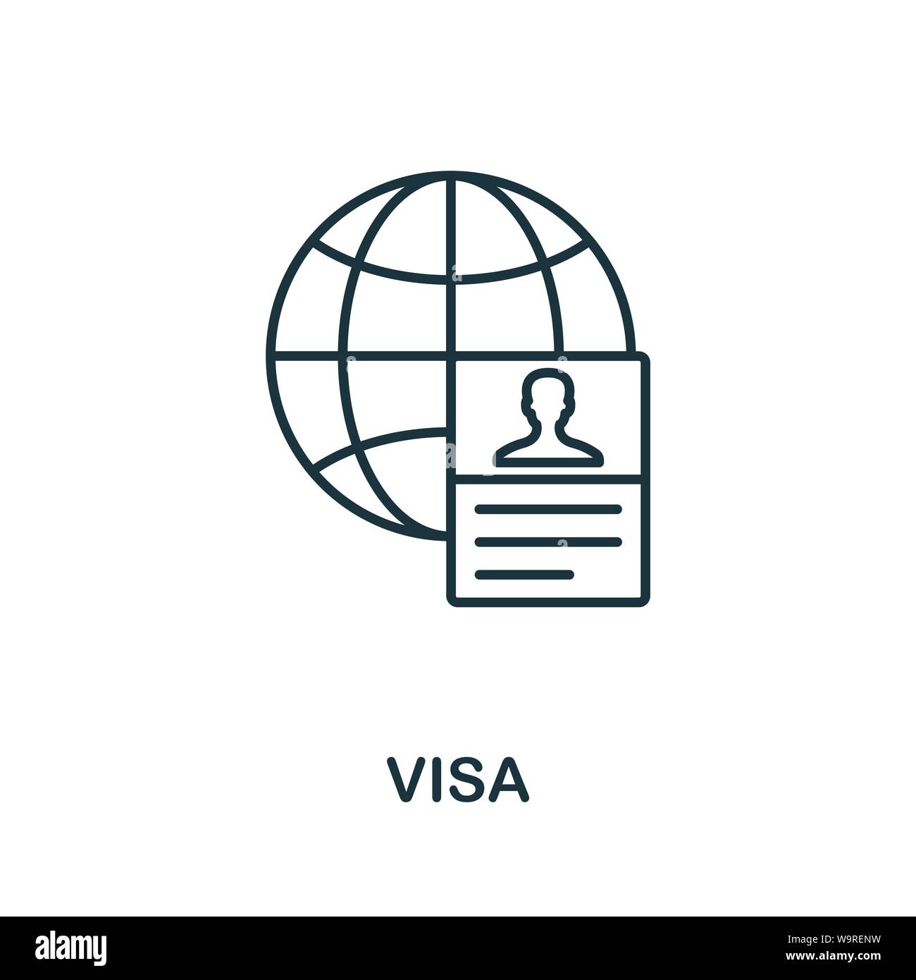 Visa outline icon. Thin line concept element from tourism icons