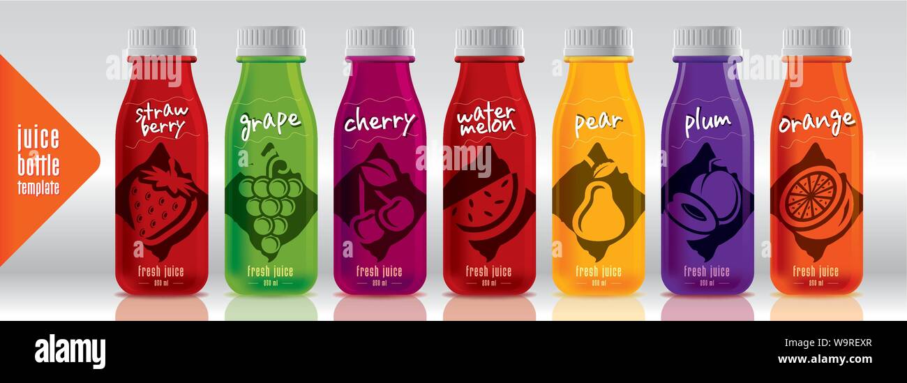 Ready design vector juice, fruit bottle set Stock Vector Image & Art ...