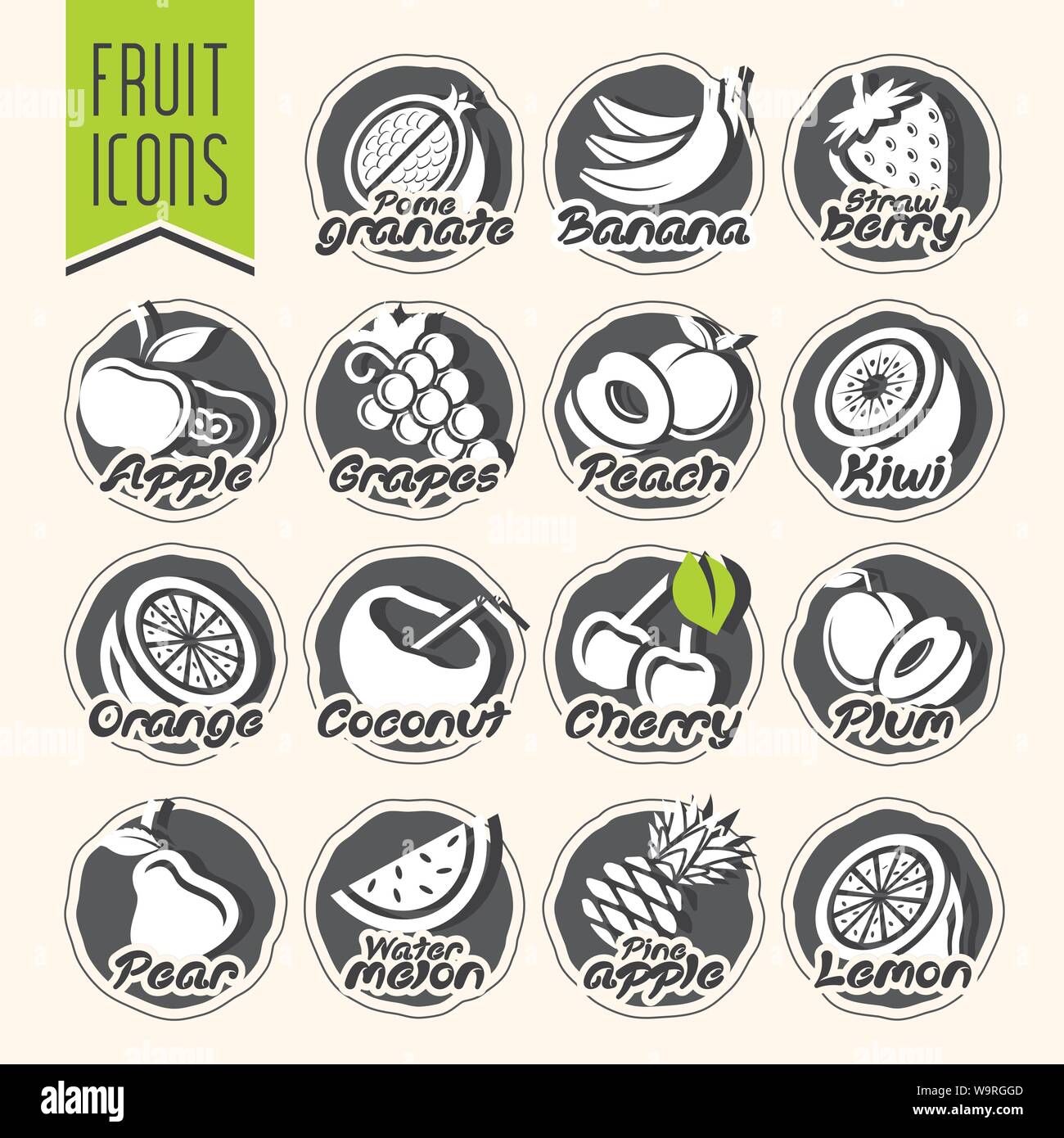 Ready design vector fruit icon set Stock Vector Image & Art - Alamy