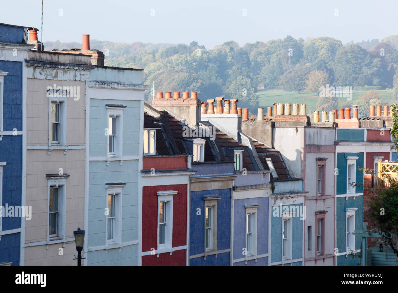 Multi colour terraced houses in Clifton Wood. Bristol. UK. Stock Photo