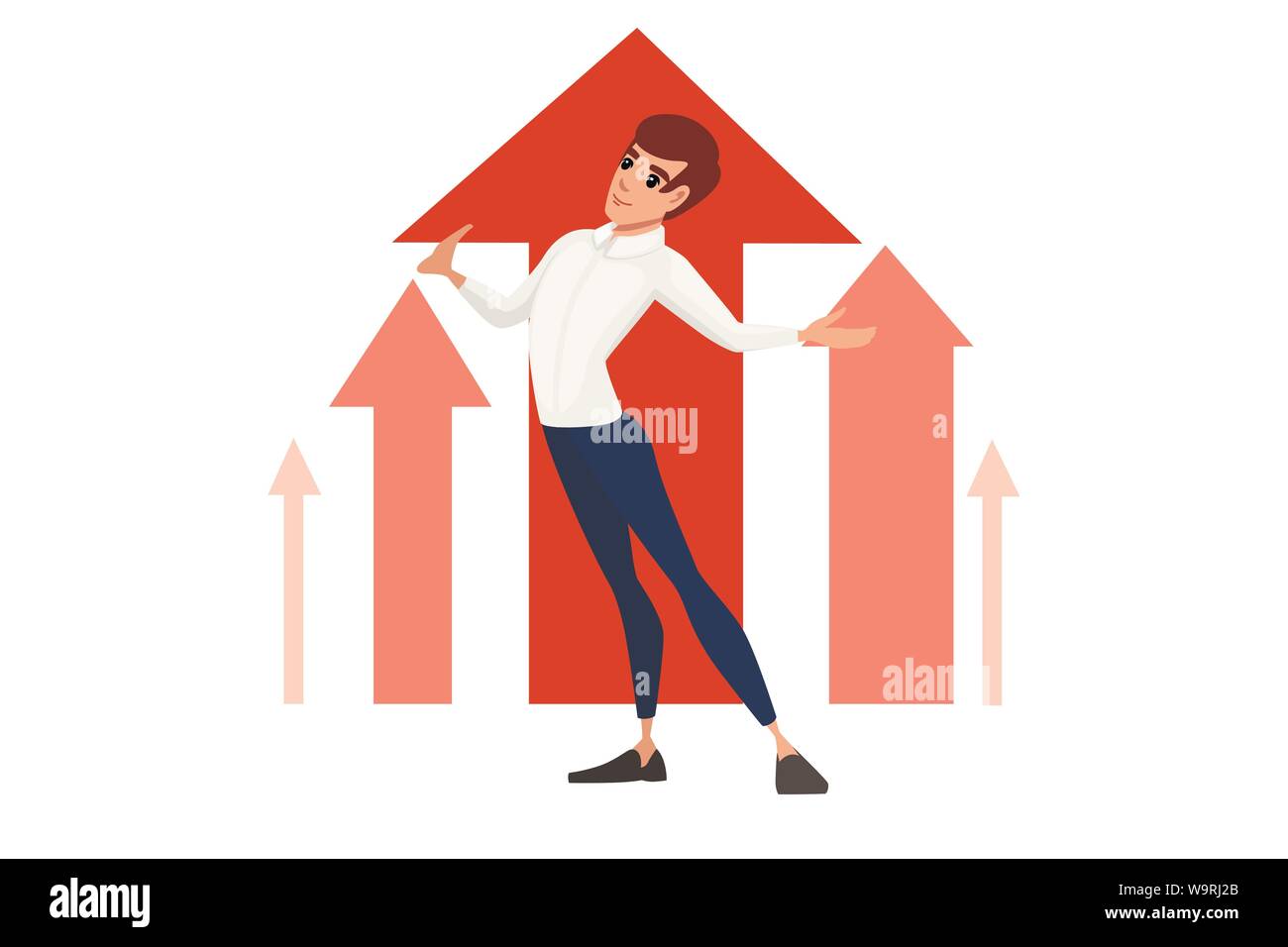 Man wearing suit with upraised hand cartoon character design flat vector illustration on white background Stock Vector