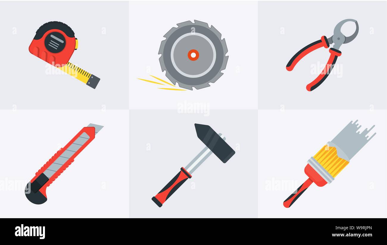Flat tools for building construction, home repair Stock Vector Image ...