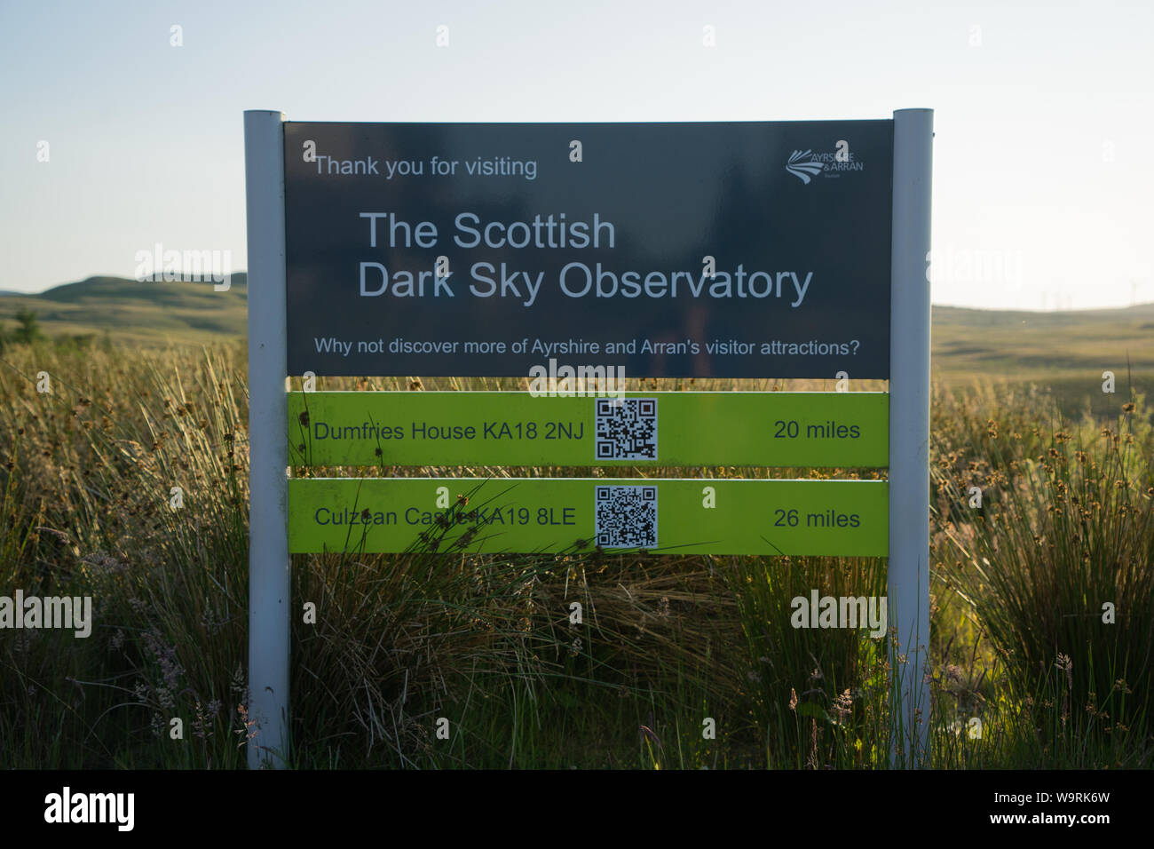 The Scottish Dark Sky Observatory Sign in the Galloway Forest Stock Photo