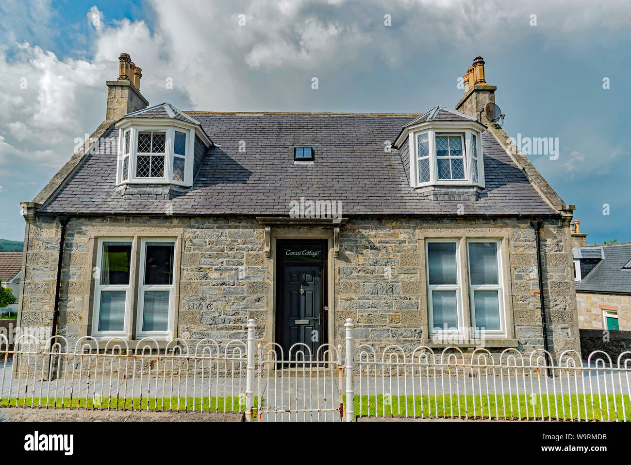 Dufftown main street cottages Scotland Stock Photo Alamy