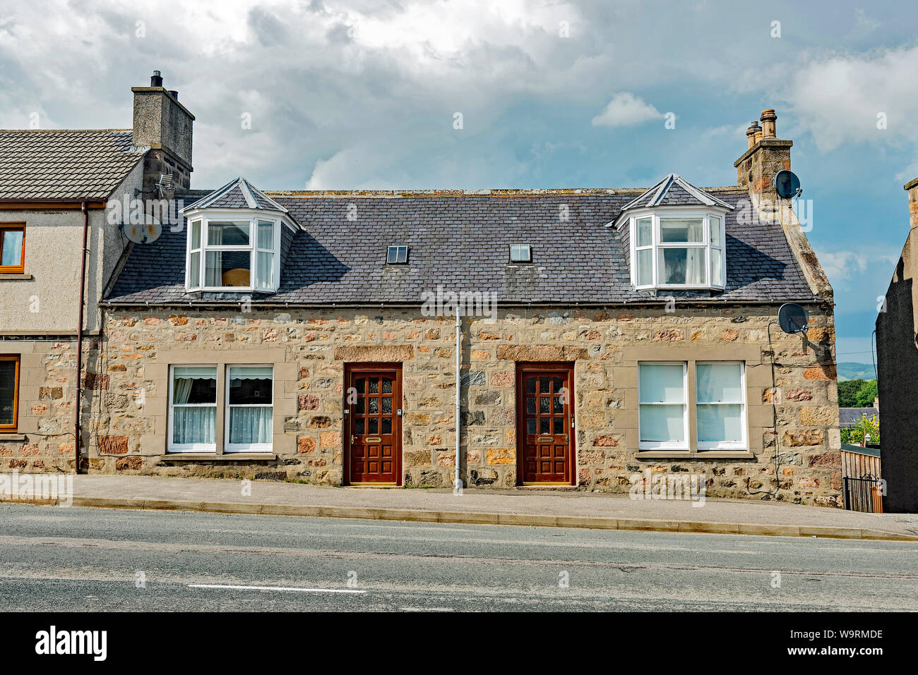 Dufftown main street cottages Scotland Stock Photo Alamy