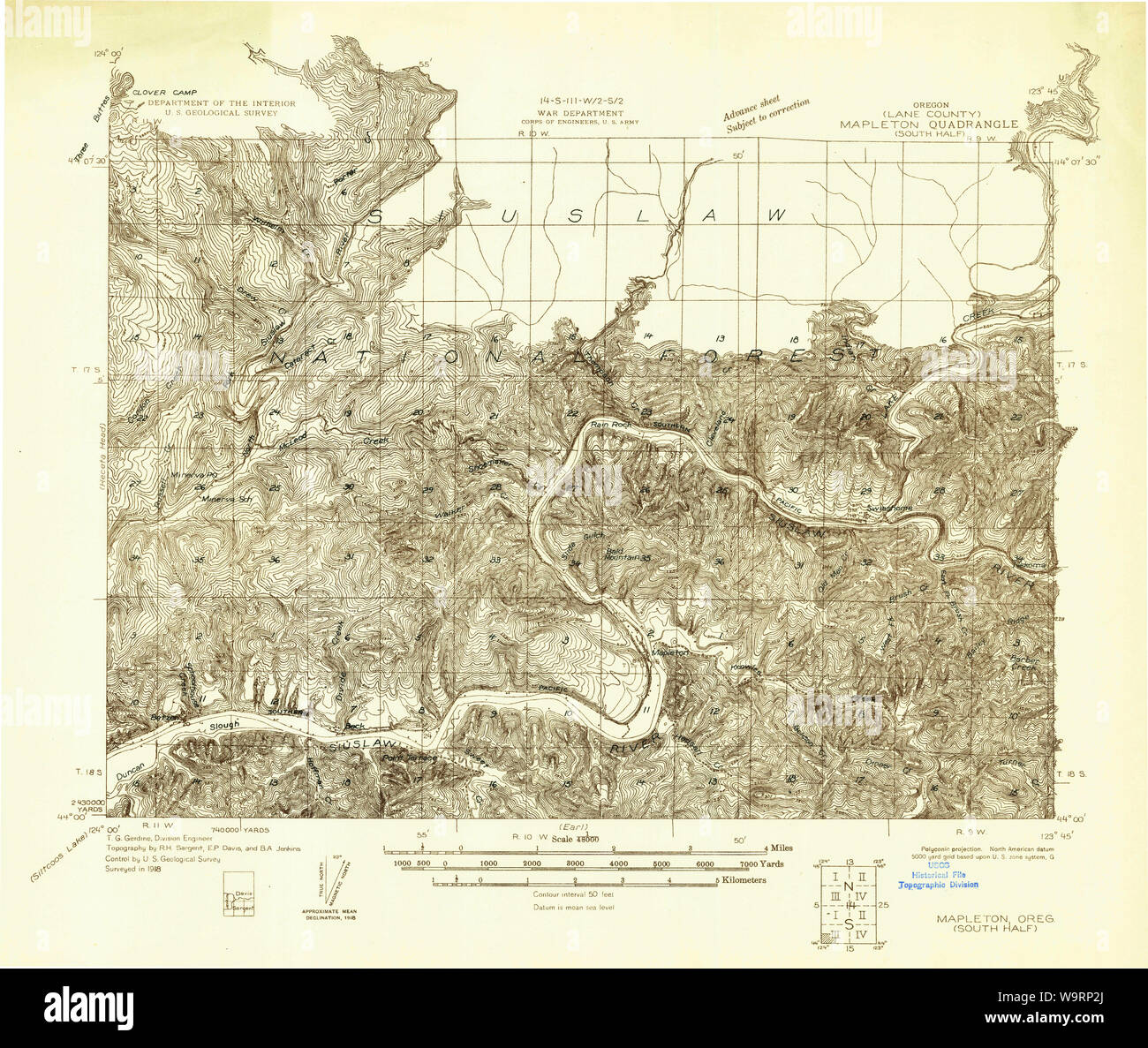 USGS Topo Map Oregon Mapleton 282197 1918 48000 Restoration Stock Photo ...