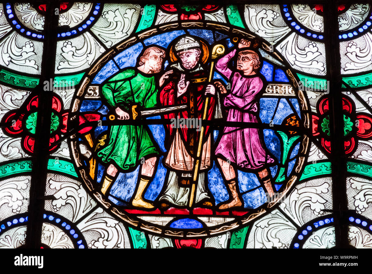 England Kent Canterbury Canterbury Cathedral Stained Glass Window Depicting The Murder Of Thomas Becket Archbishop Of Cantebury From 1162 1170 30 Stock Photo Alamy