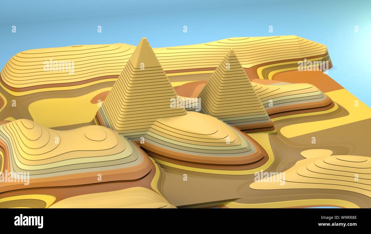 File Island Pyramid 3d rendering game style environment Ancient pyramid island Abstract ...